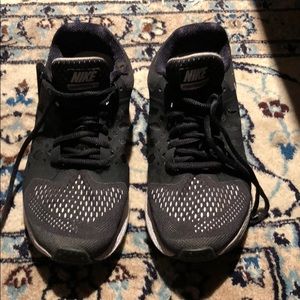 Black and white running shoes